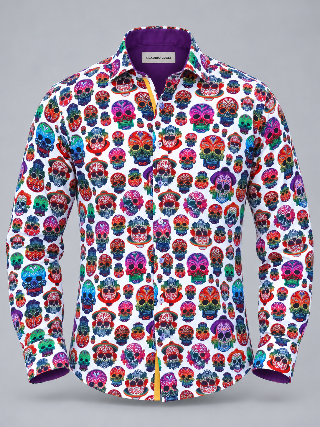 Claudio Lugli Embroidery Skulls Shirt in White CP8107