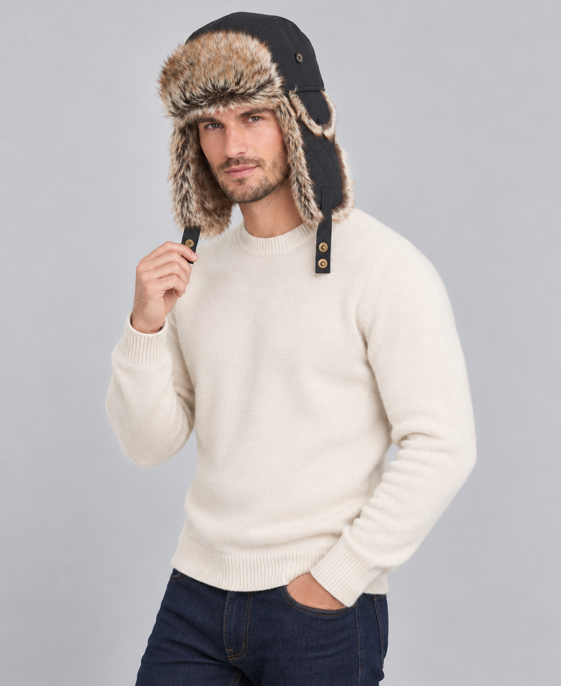 Barbour Cleadon Trapper Hat in Classic Black