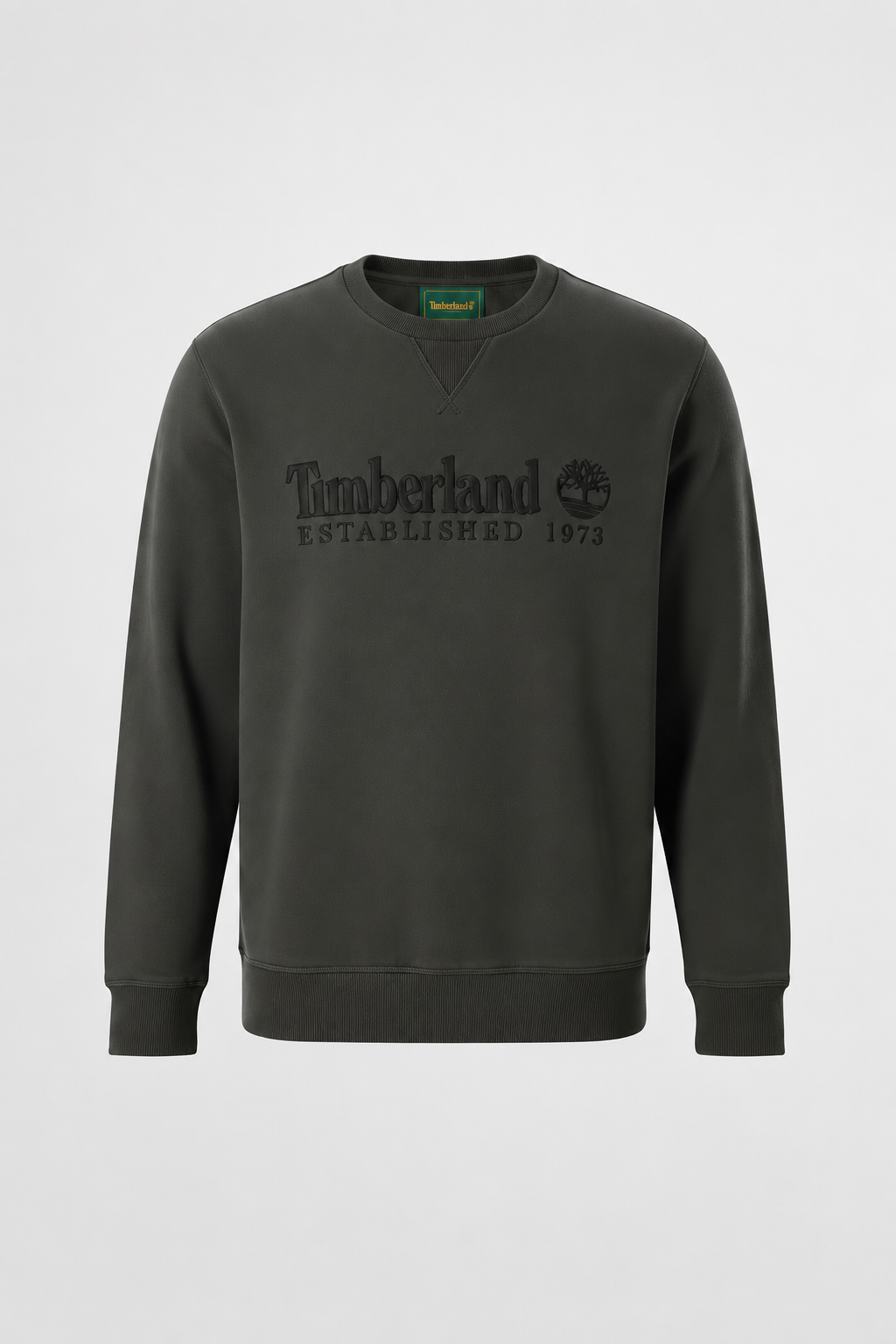 Timberland Established 1973 Embroidered Logo Crew Sweatshirt in Vintage Black