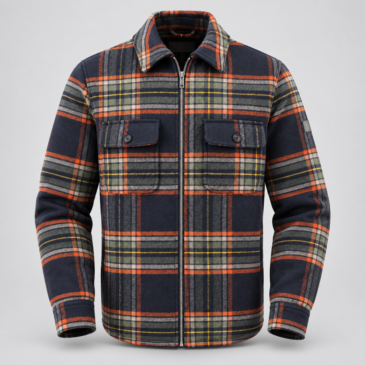Fynch-Hatton Wool Check Overshirt Shacket Dark Navy 16092426