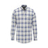 Blue and white plaid shirt on a white background