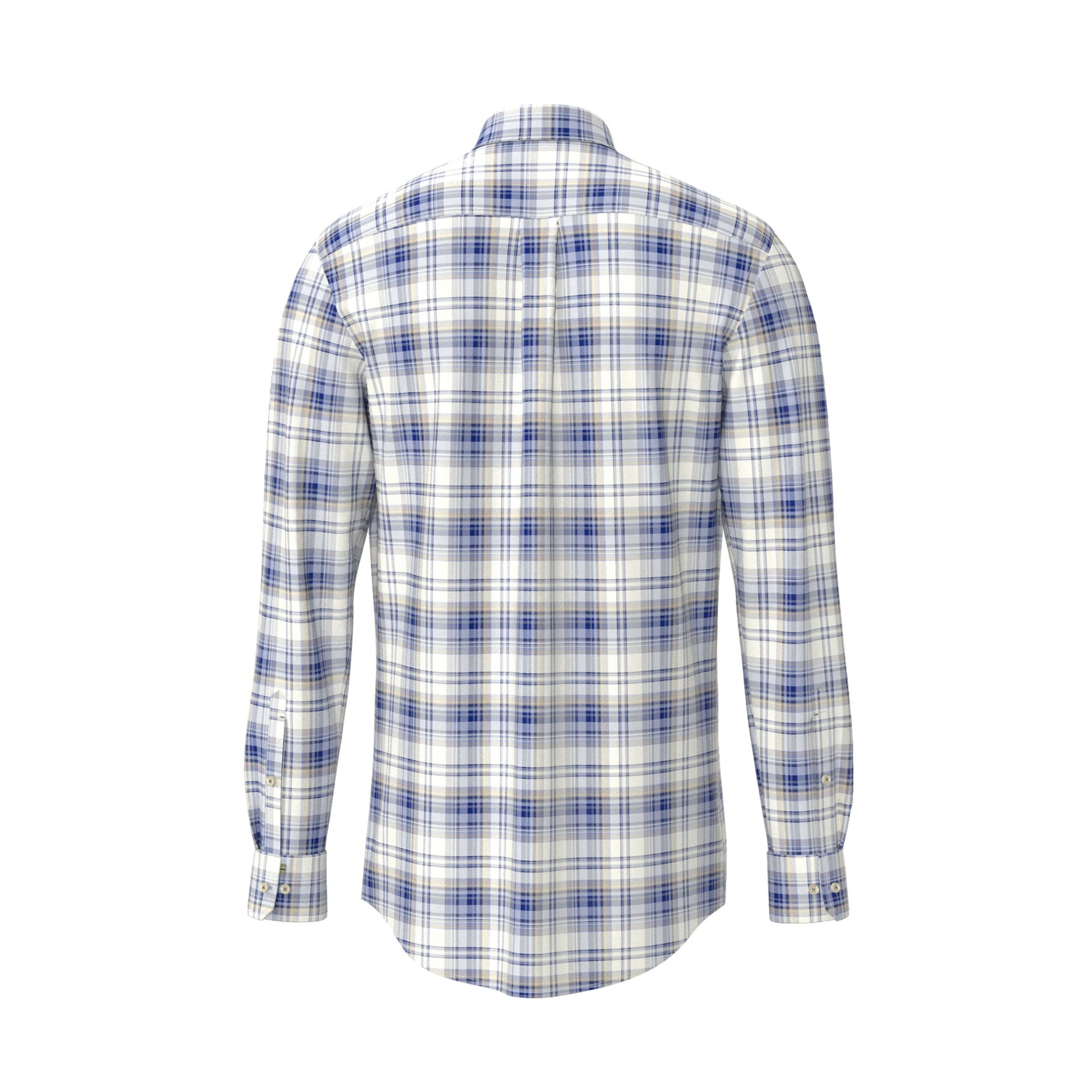 Blue and white plaid shirt on a white background