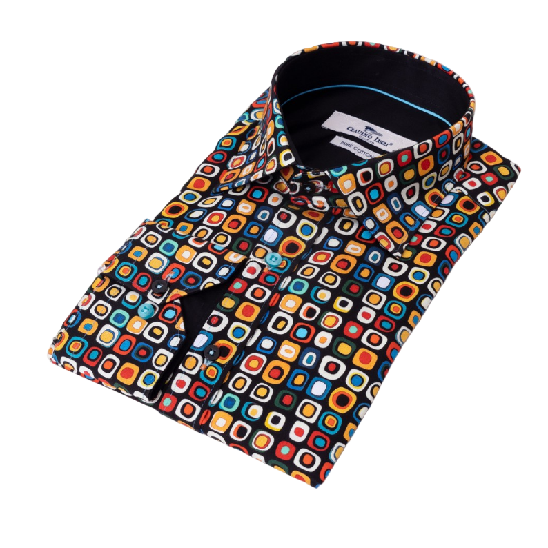 Colorful patterned shirt on a white background