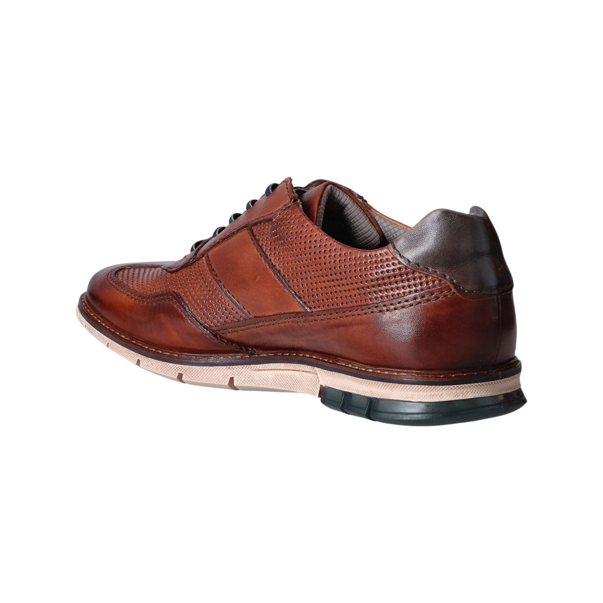 Cognac leather shoe on a white background