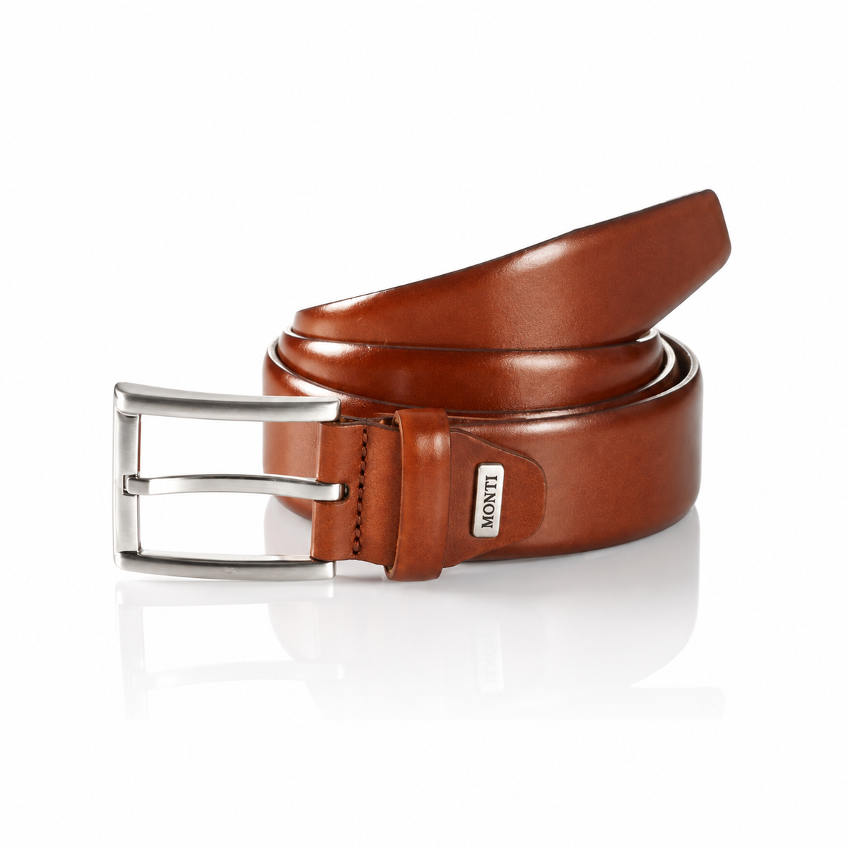 Monti Feather Edge Leather Belts London 06310 - Light Brown Uni
