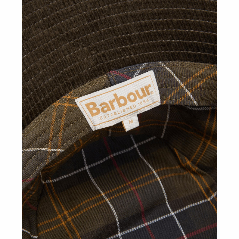 Barbour Ebberston Cord Bucket Hat - Olive &amp; Military Brown