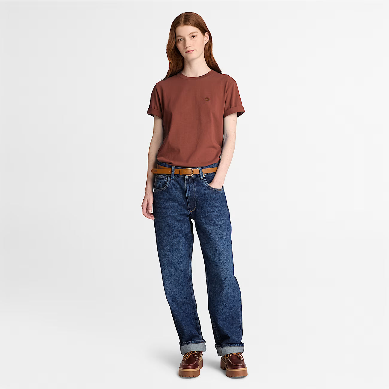 Timberland Crafted Crew Short-Sleeve T-Shirt in Brown