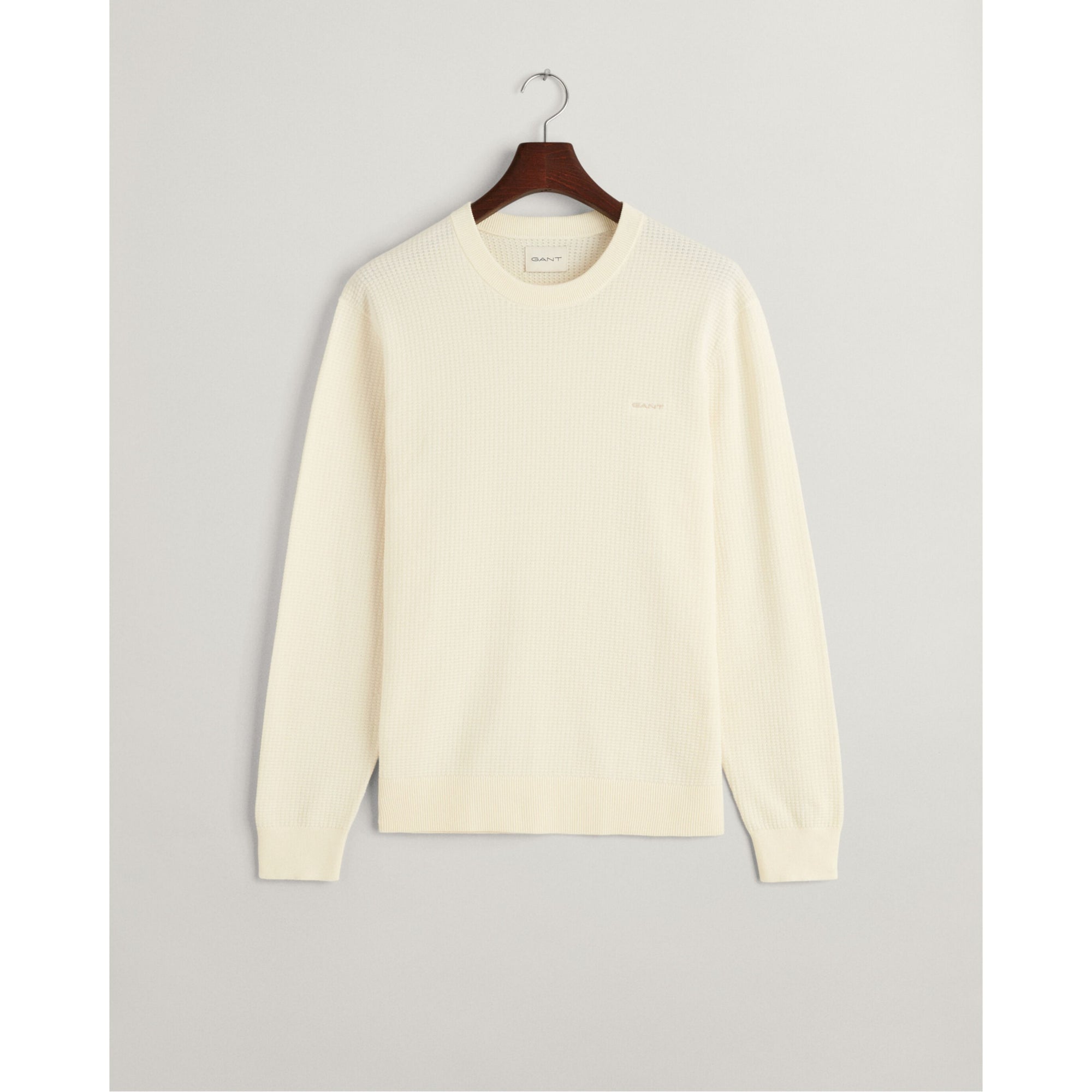 GANT Textured Cotton Crew Neck Sweater 8050196 Cream