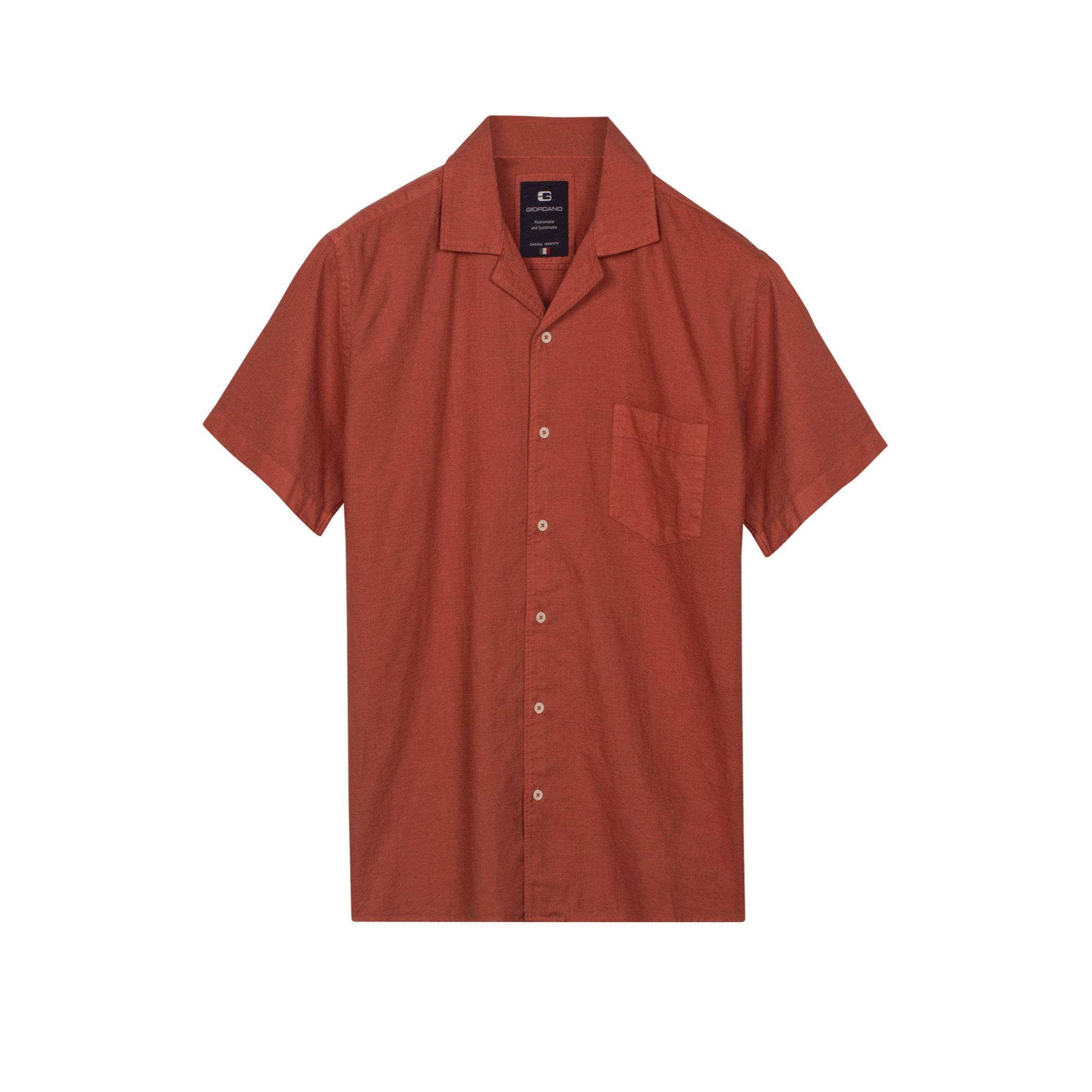Red short-sleeve shirt on a white background