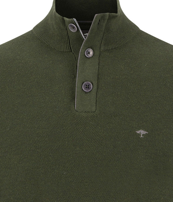 Fynch-Hatton Cotton Half Zip Sweater in Cypress 1614-219