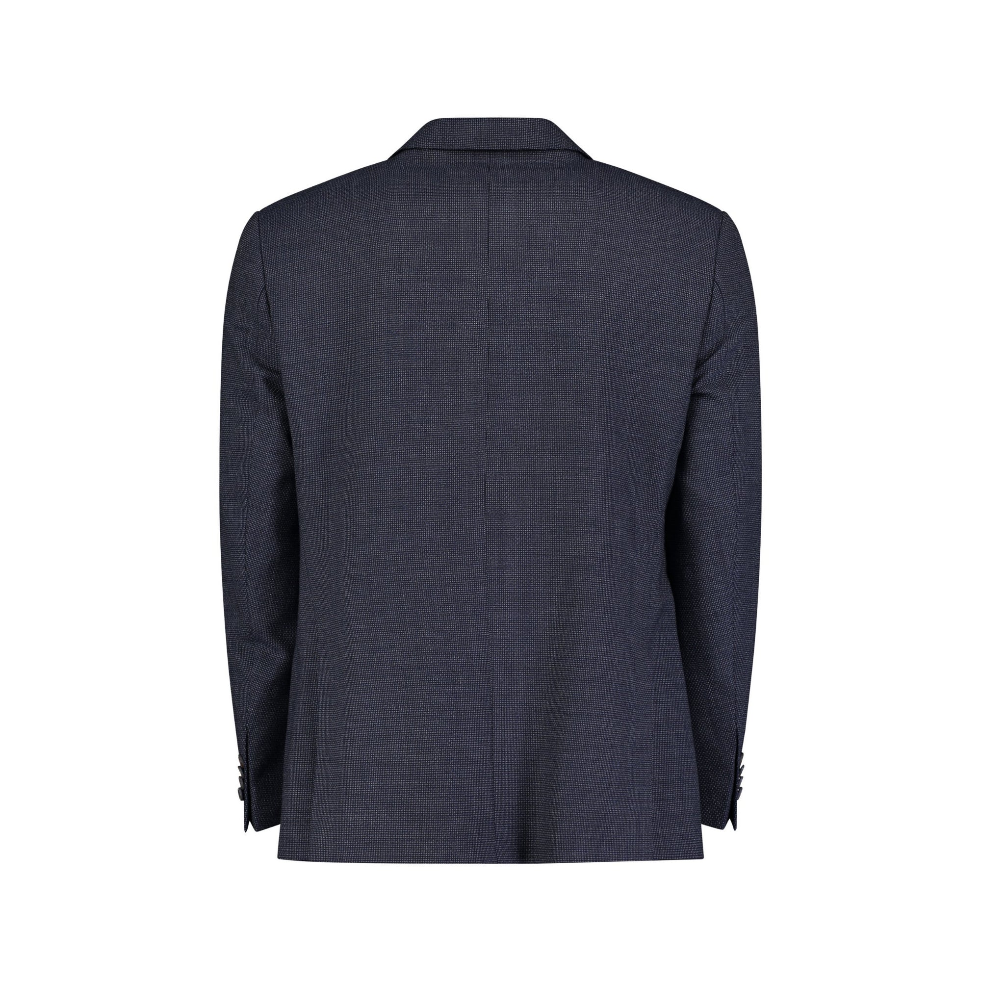 Dark blue suit jacket on a white background