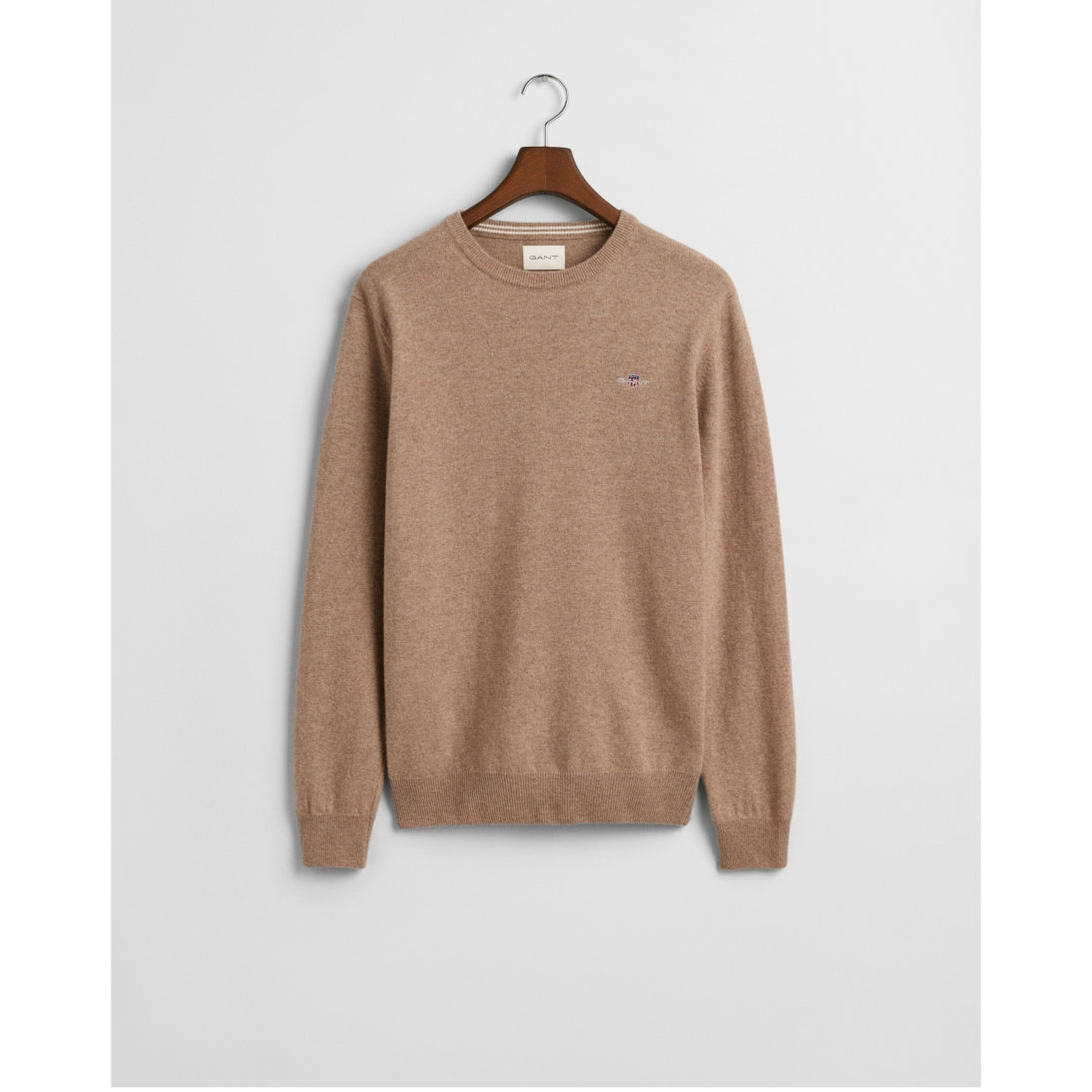 GANT Superfine Lambswool Crew Jumper 87211 Dark Sand Mel