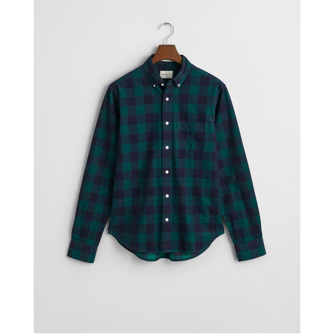 GANT Regular Fit Checked Corduroy Shirt Deep Forrest Green 3240192