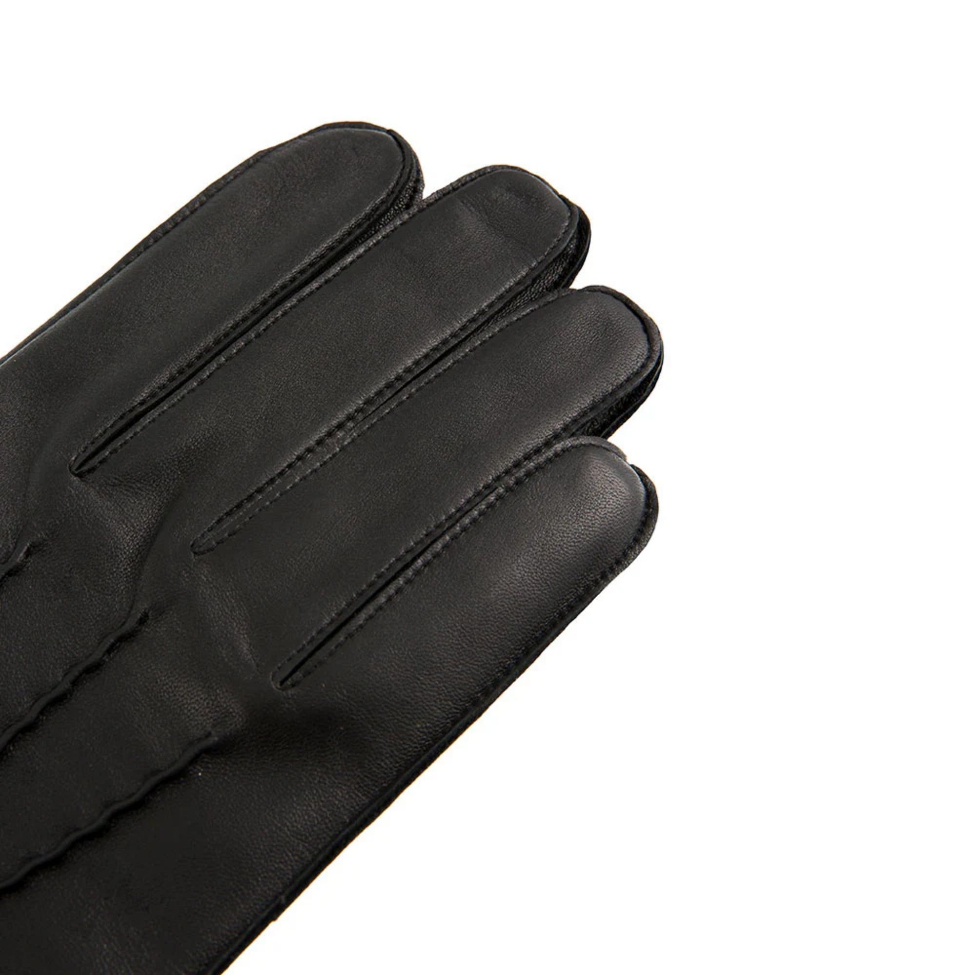 Black leather glove on a white background
