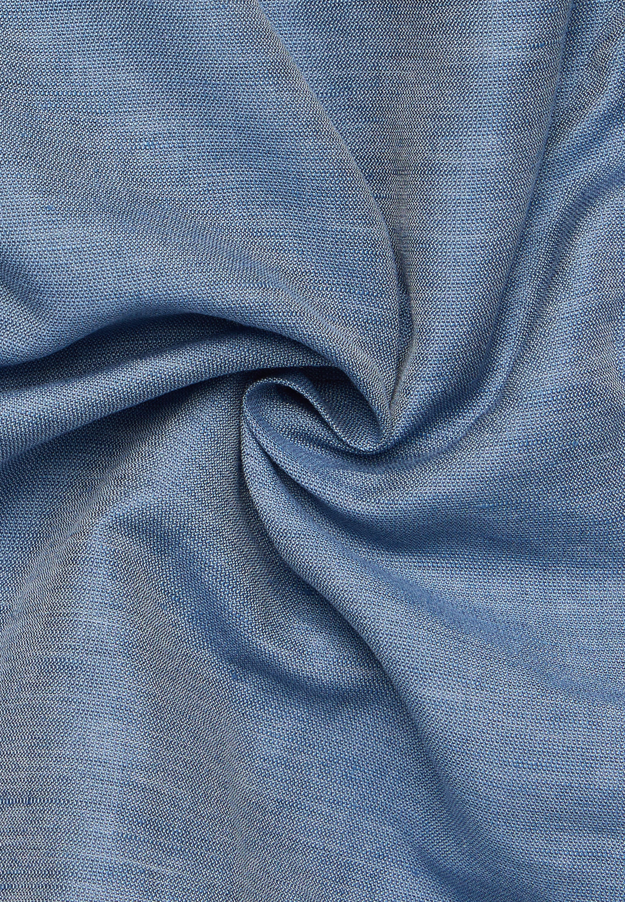 ETERNA Linen Cotton Twill Long Sleeve Shirt in Slate Blue 2355