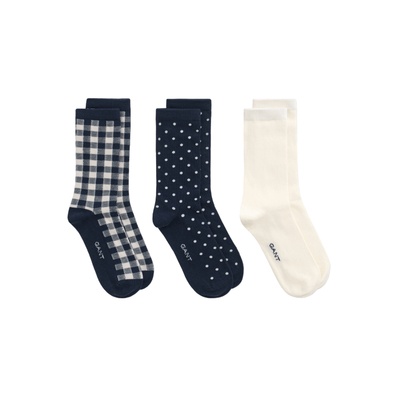 GANT 3-Pack Dot & Gingham Checked Socks