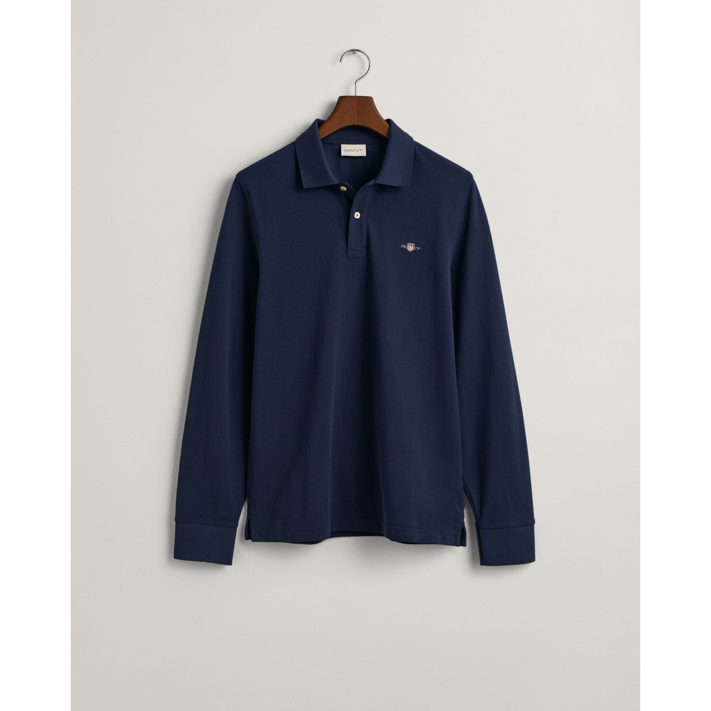 GANT Shield Piqué Rugger Long Sleeve Polo Evening Blue 2230 – Jepsons