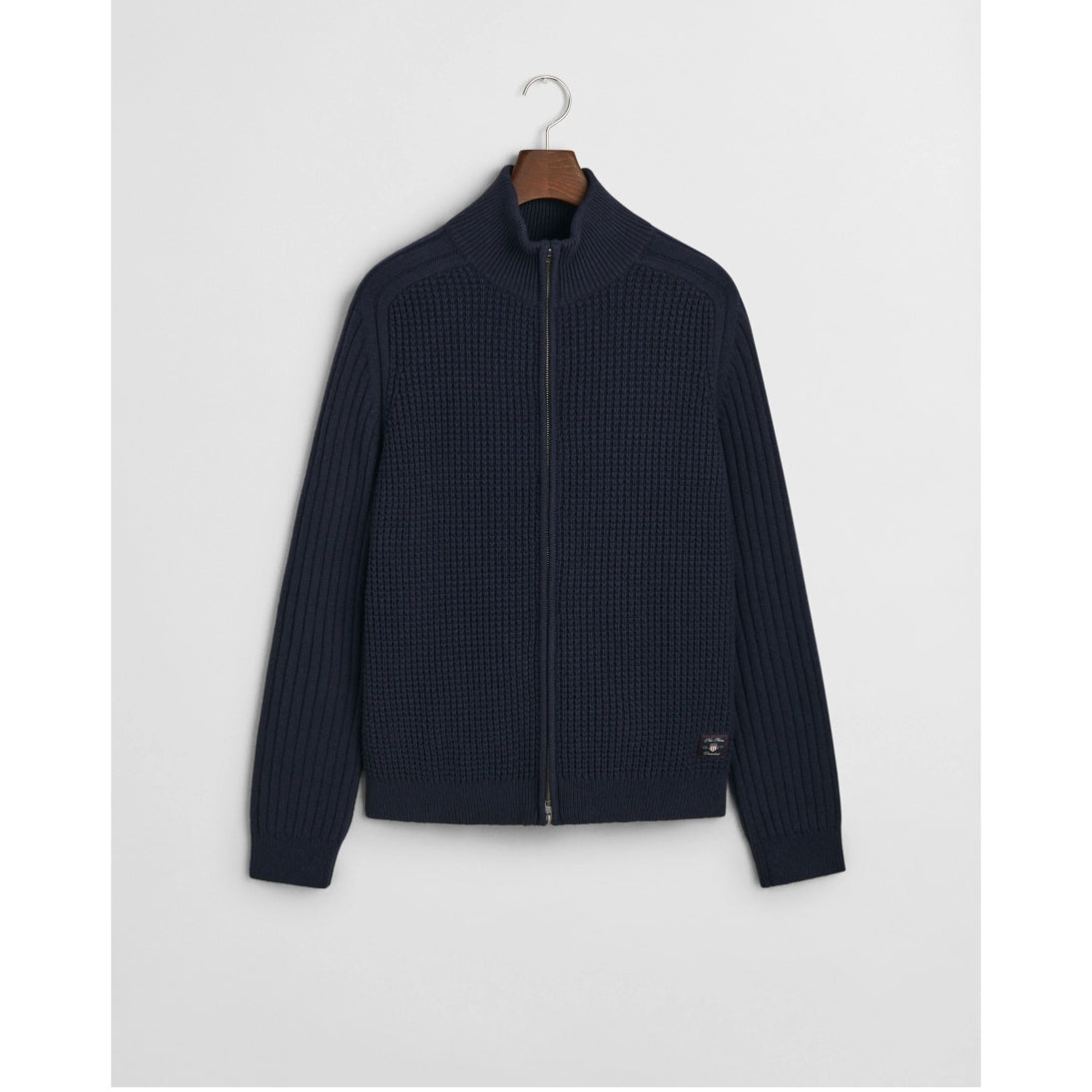 GANT Textured Wool Blend Zip Cardigan Evening Blue 8050222