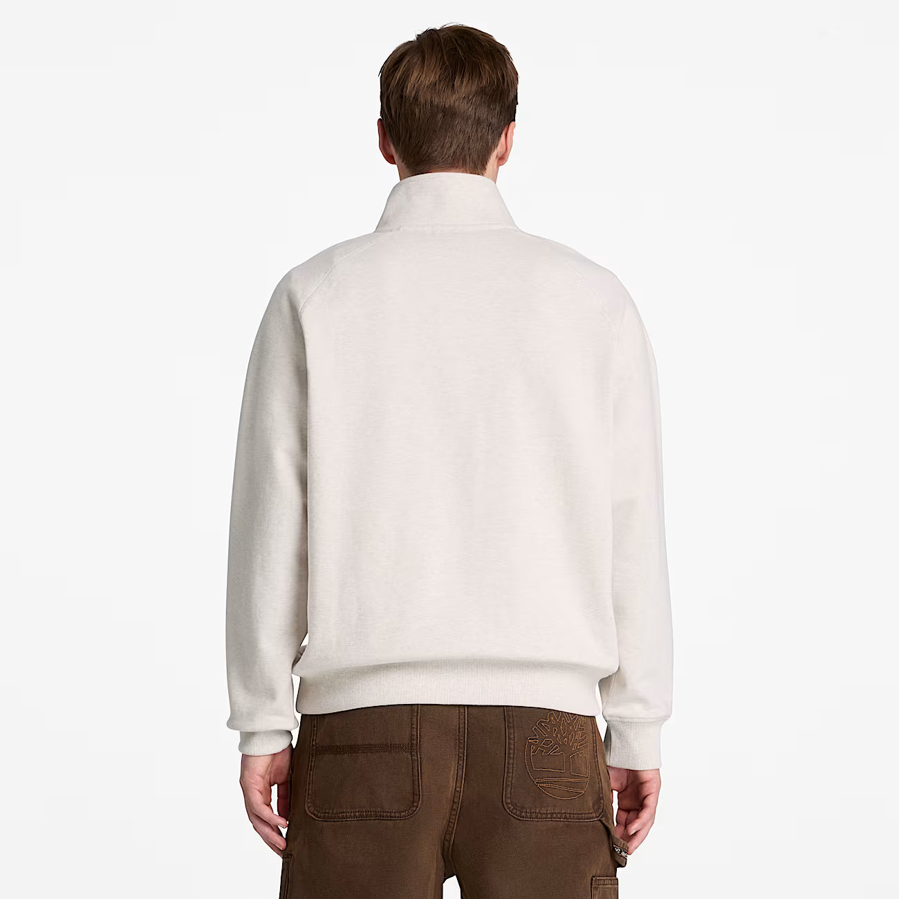 Exeter River Embroidered Logo Quarter-Zip Sweatshirt in Light Beige