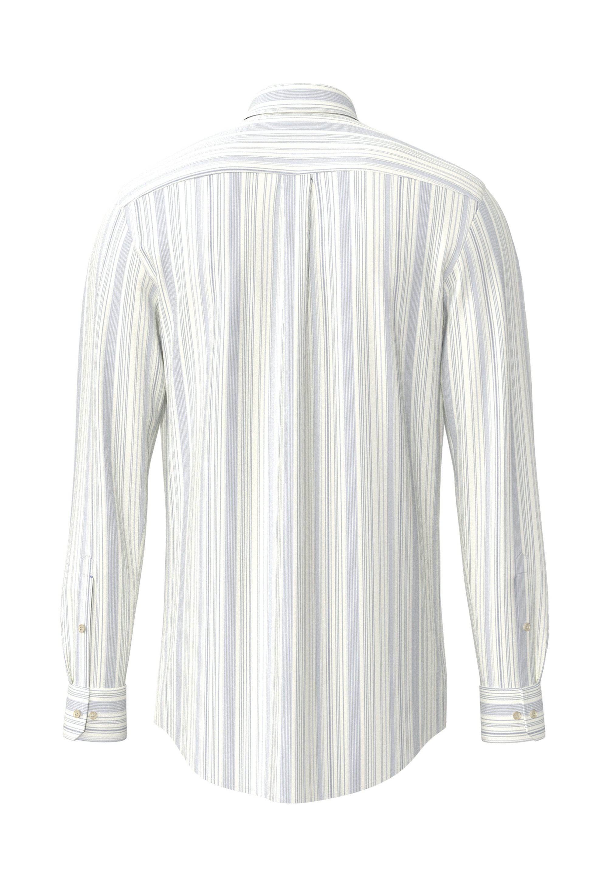 Fynch-Hatton Striped Cotton Button Down Shirt in New Breeze Blue