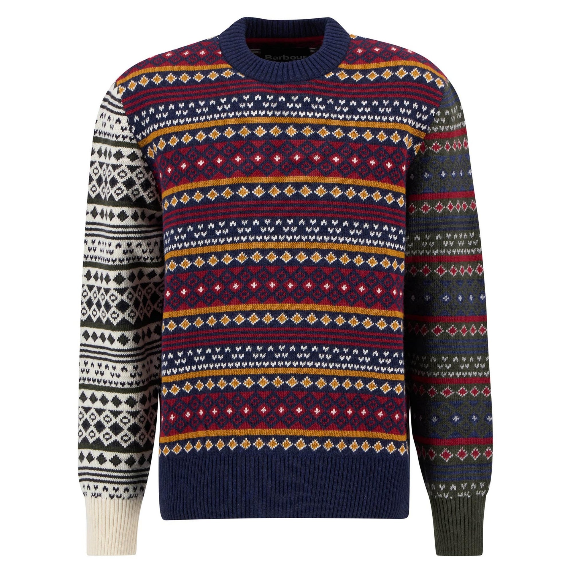 Colorful patterned sweater on a white background