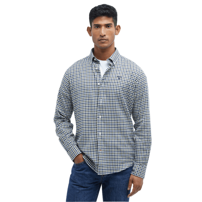 Barbour Finkle Tailored Long-Sleeved Shirt in Olive - Front