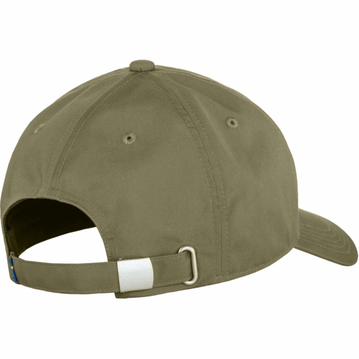 Green baseball cap with a white logo on a white background
