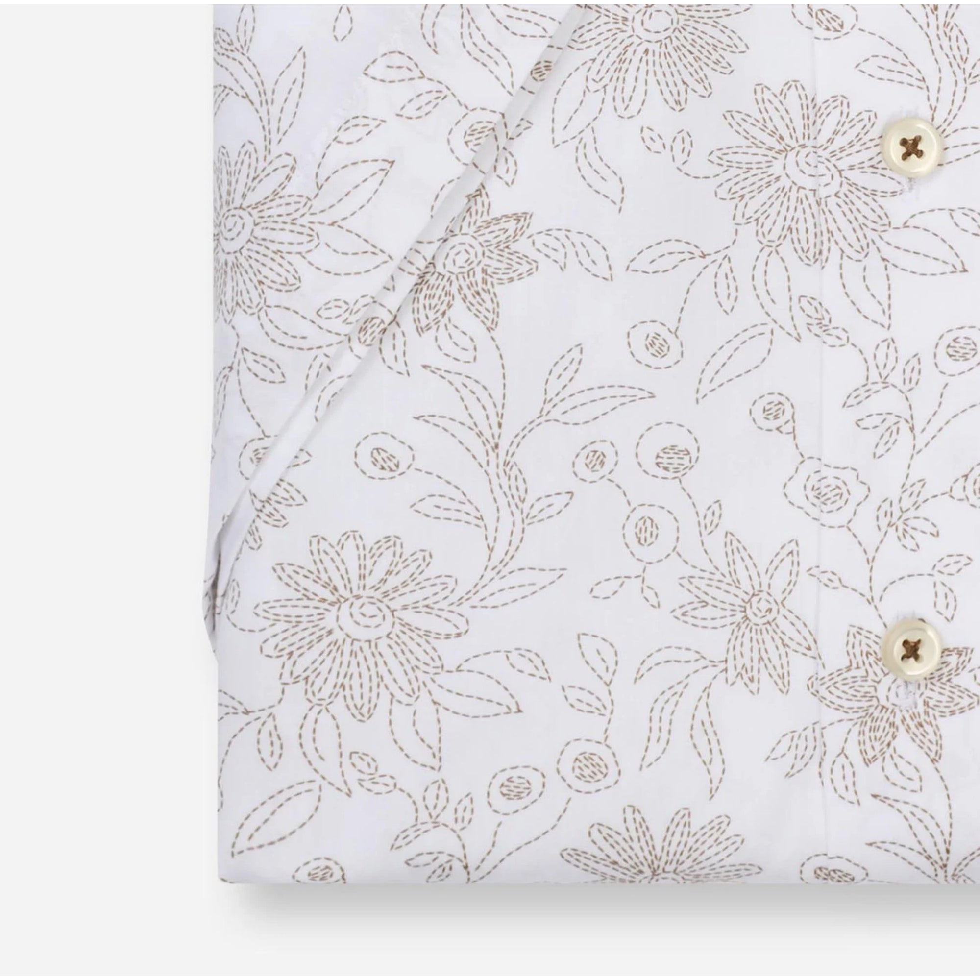 Olymp Smart Short Sleeved Shirt in Stitched Flower Print