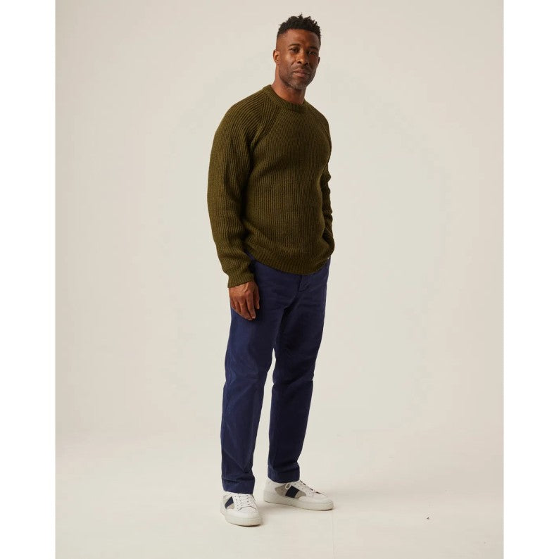 Peregrine Ford Crew Pure Merino Wool Jumper WJ7906 - Olive