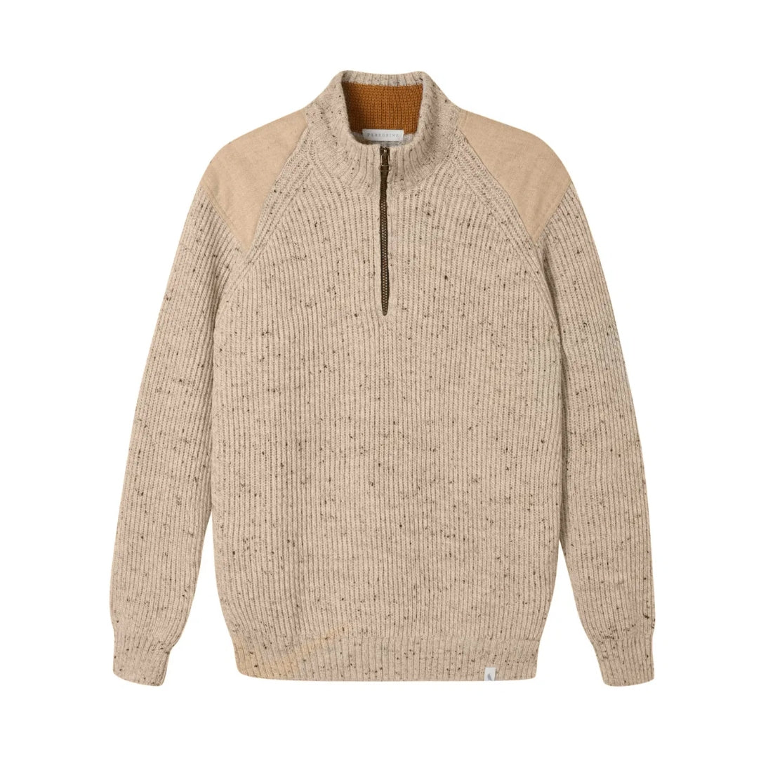Peregrine Chunky Merino Wool Foxton Quarter Zip Jumper Oatmeal Made in England WJ7908