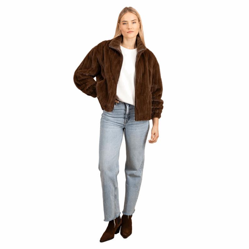 Fynch-Hatton Super Soft Faux Fur Jacket - Chocolate