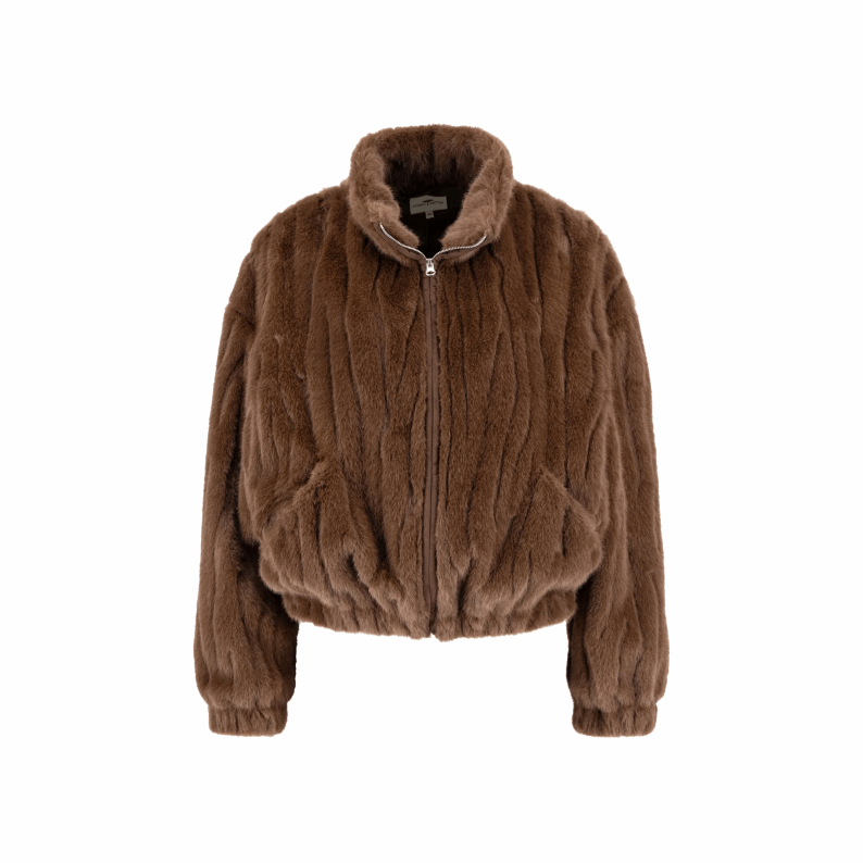 Fynch-Hatton Super Soft Faux Fur Jacket - Chocolate