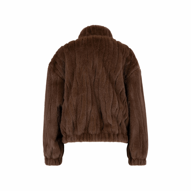 Fynch-Hatton Super Soft Faux Fur Jacket - Chocolate