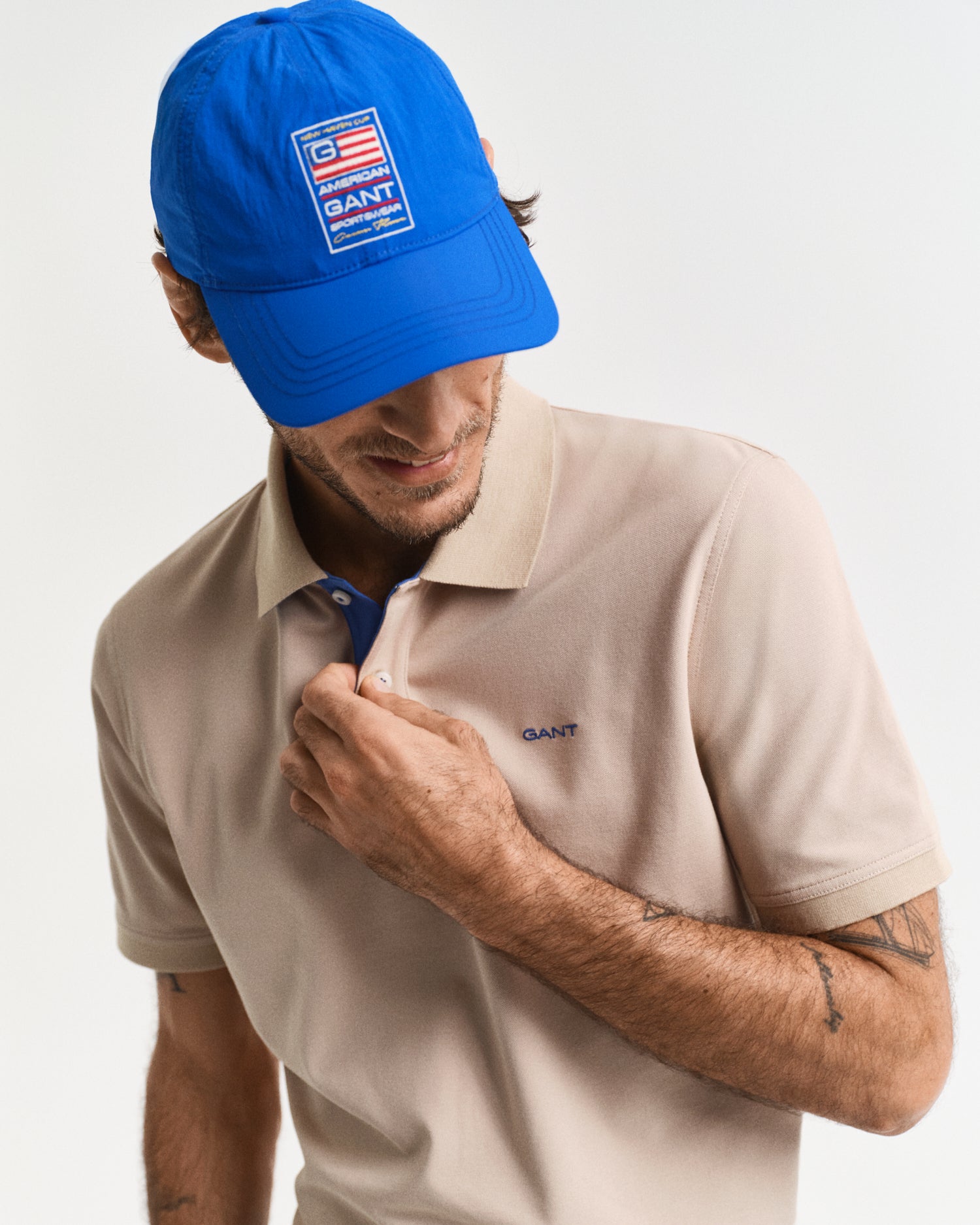 GANT Contrast Piqué Polo Shirt in Dry Sand