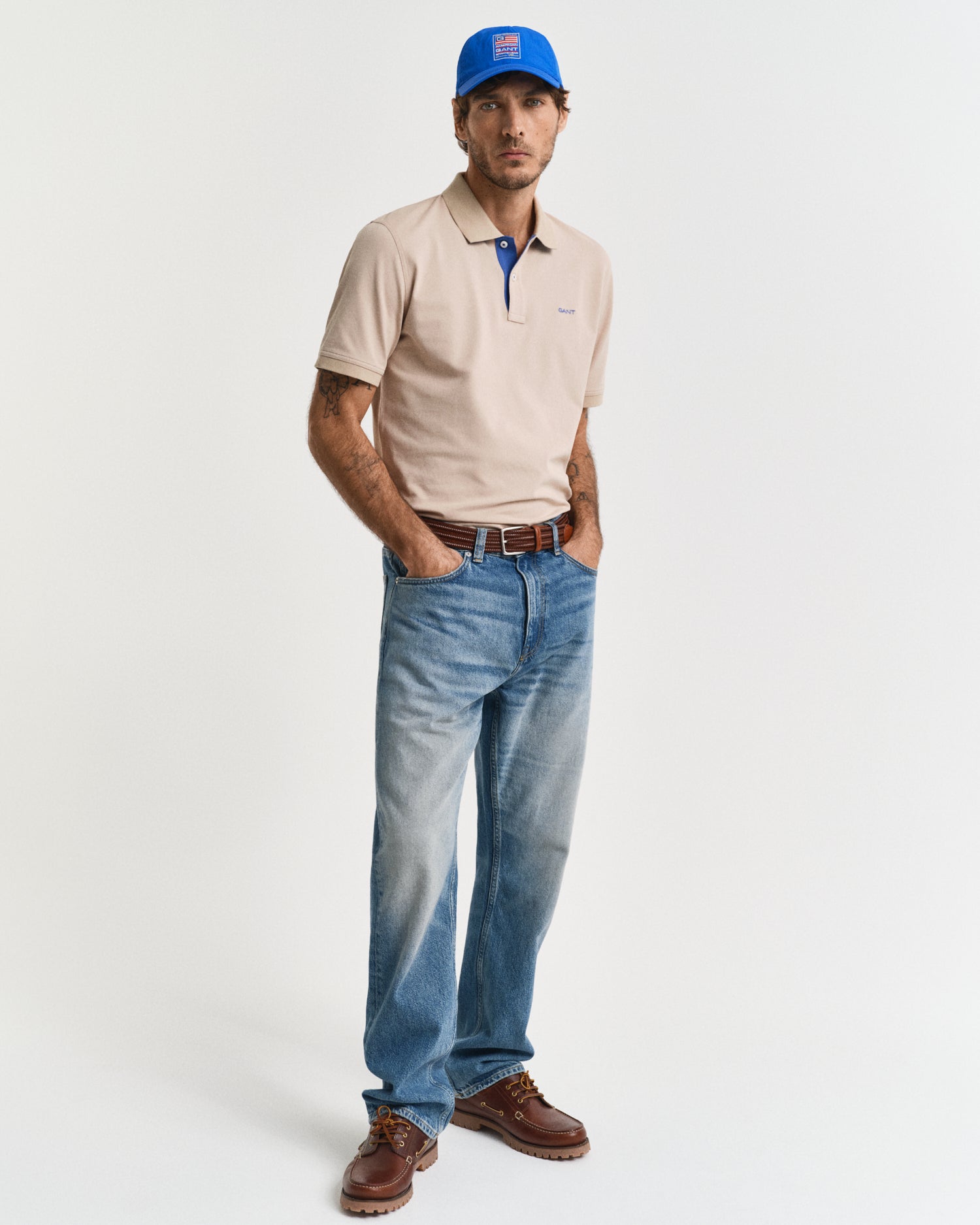 GANT Contrast Piqué Polo Shirt in Dry Sand