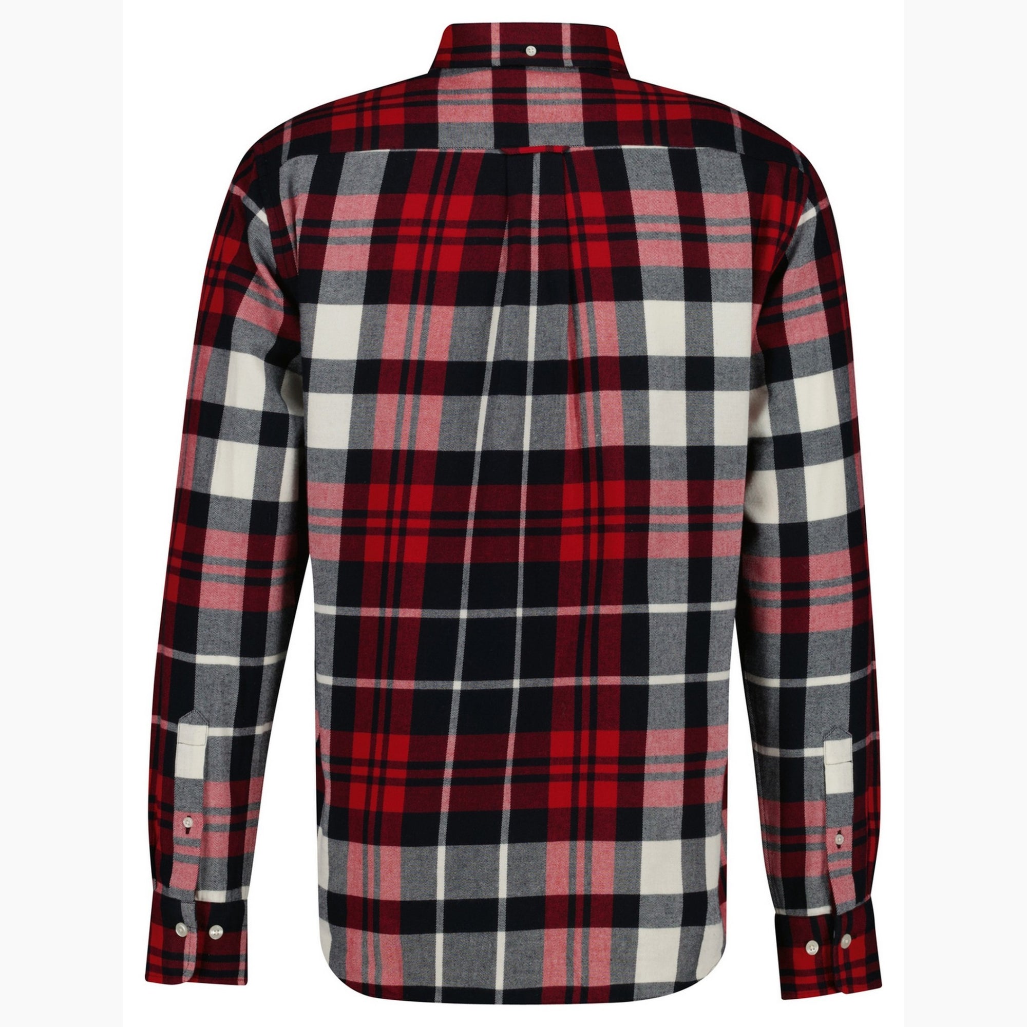 GANT  Red, black, and white plaid shirt on a white background