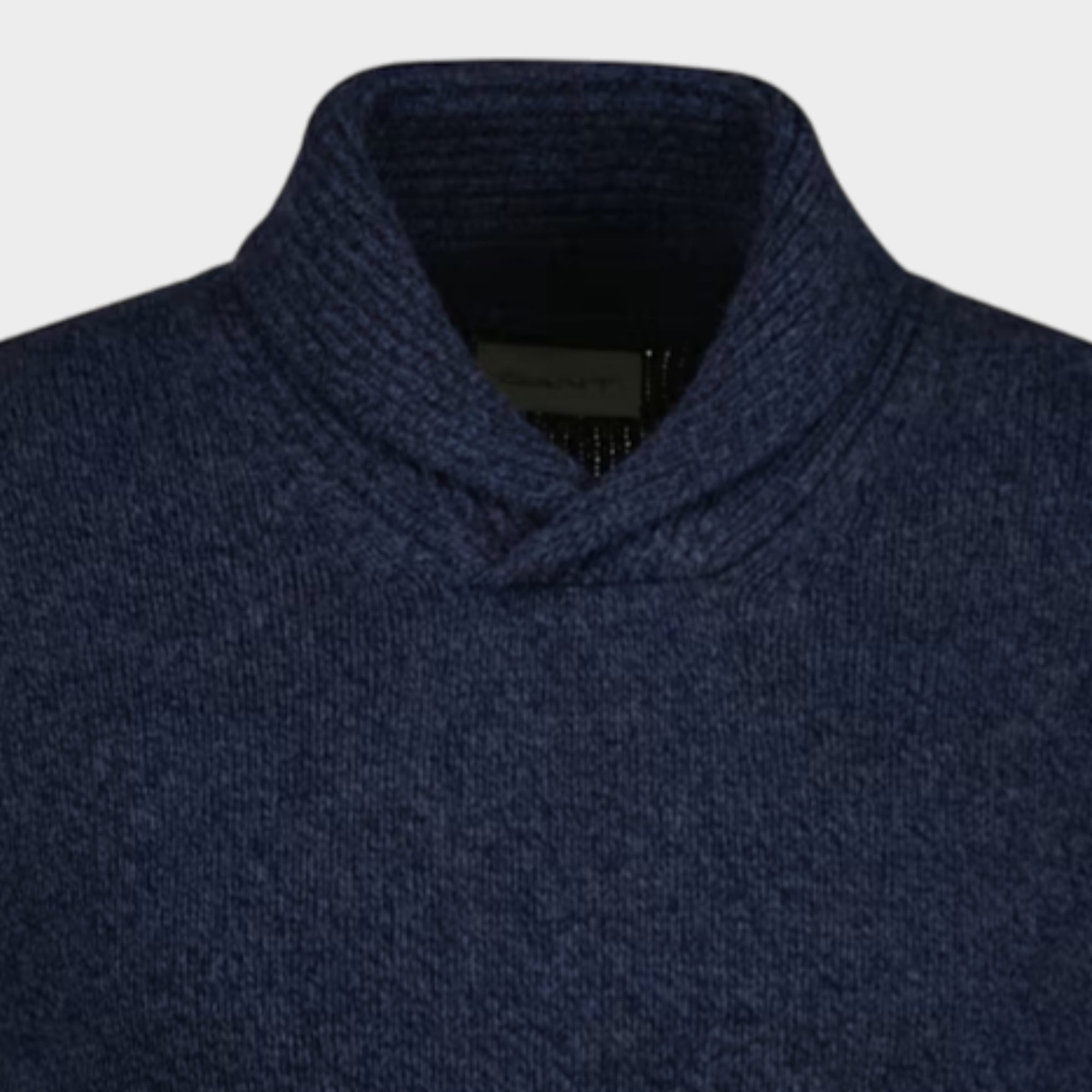 Gant Shawl Collar Jumper in navy close up