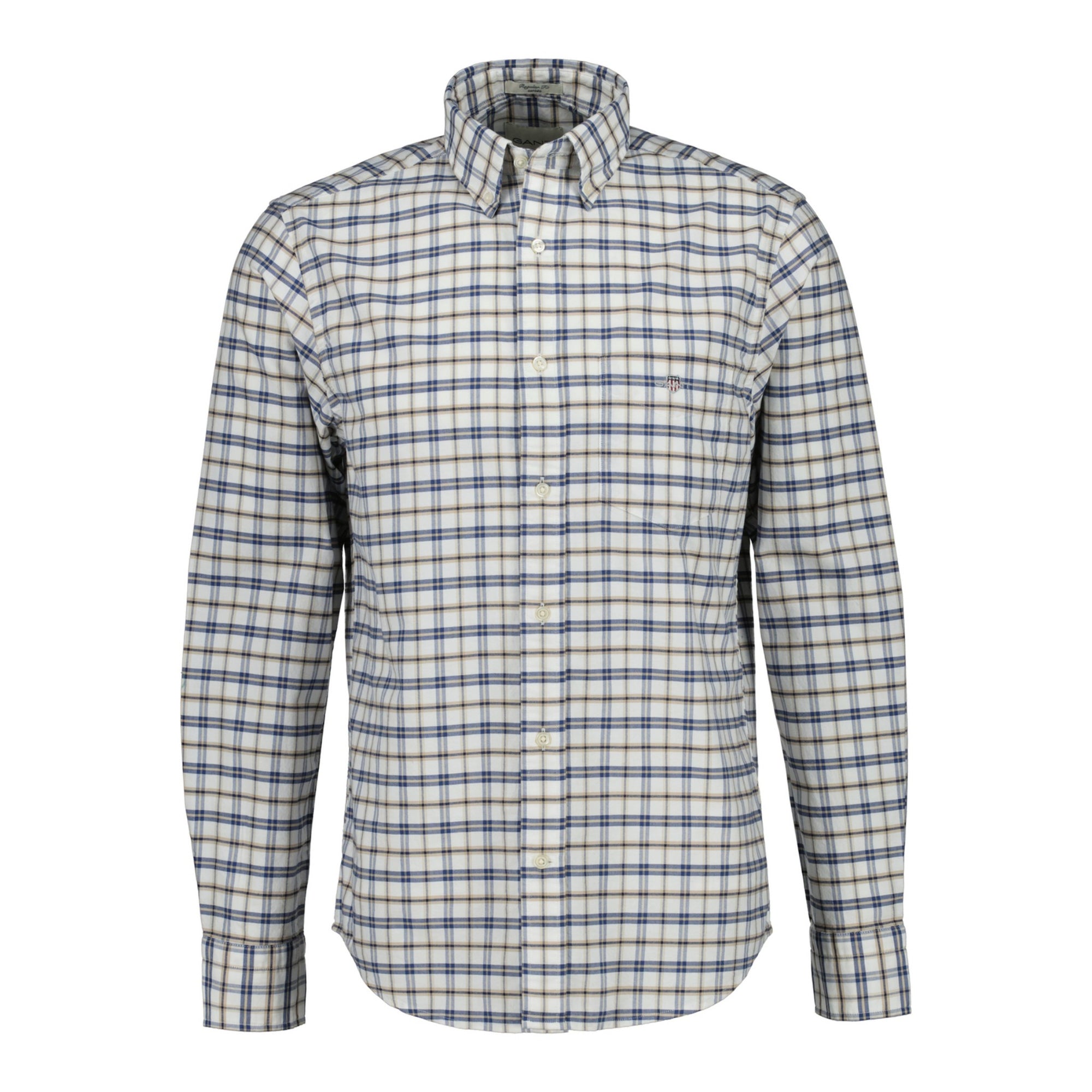 GANT Plaid shirt with blue and beige pattern on a white background