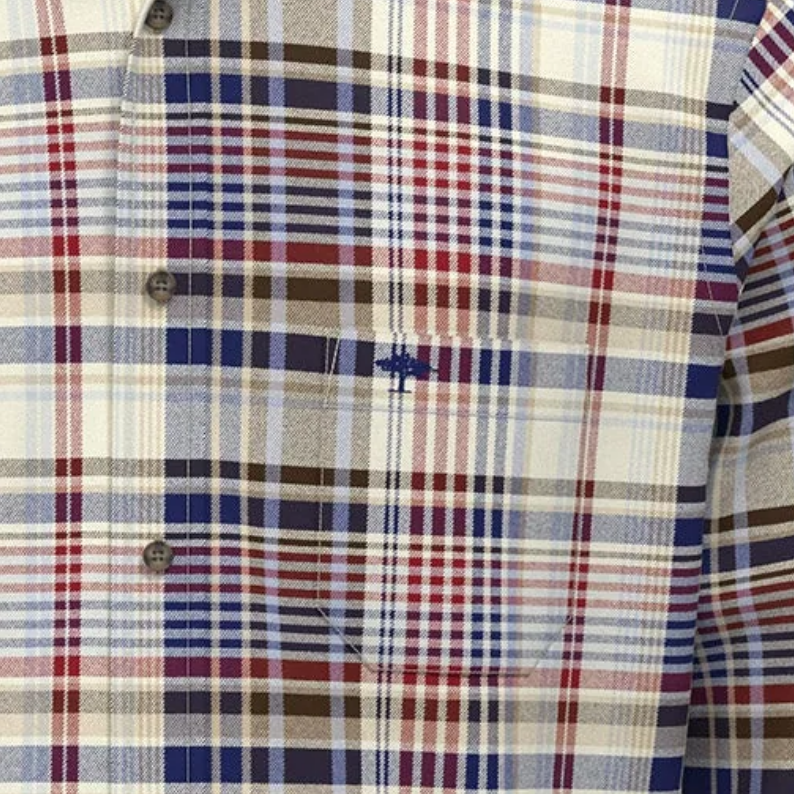 Fynch-Hatton Cotton Check Shirt with Button-Down Collar