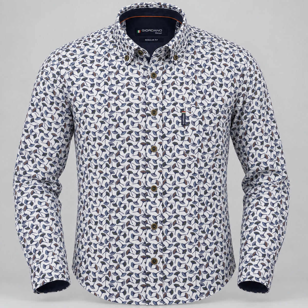 Giordano Dino Floral Print Shirt in Green 627031