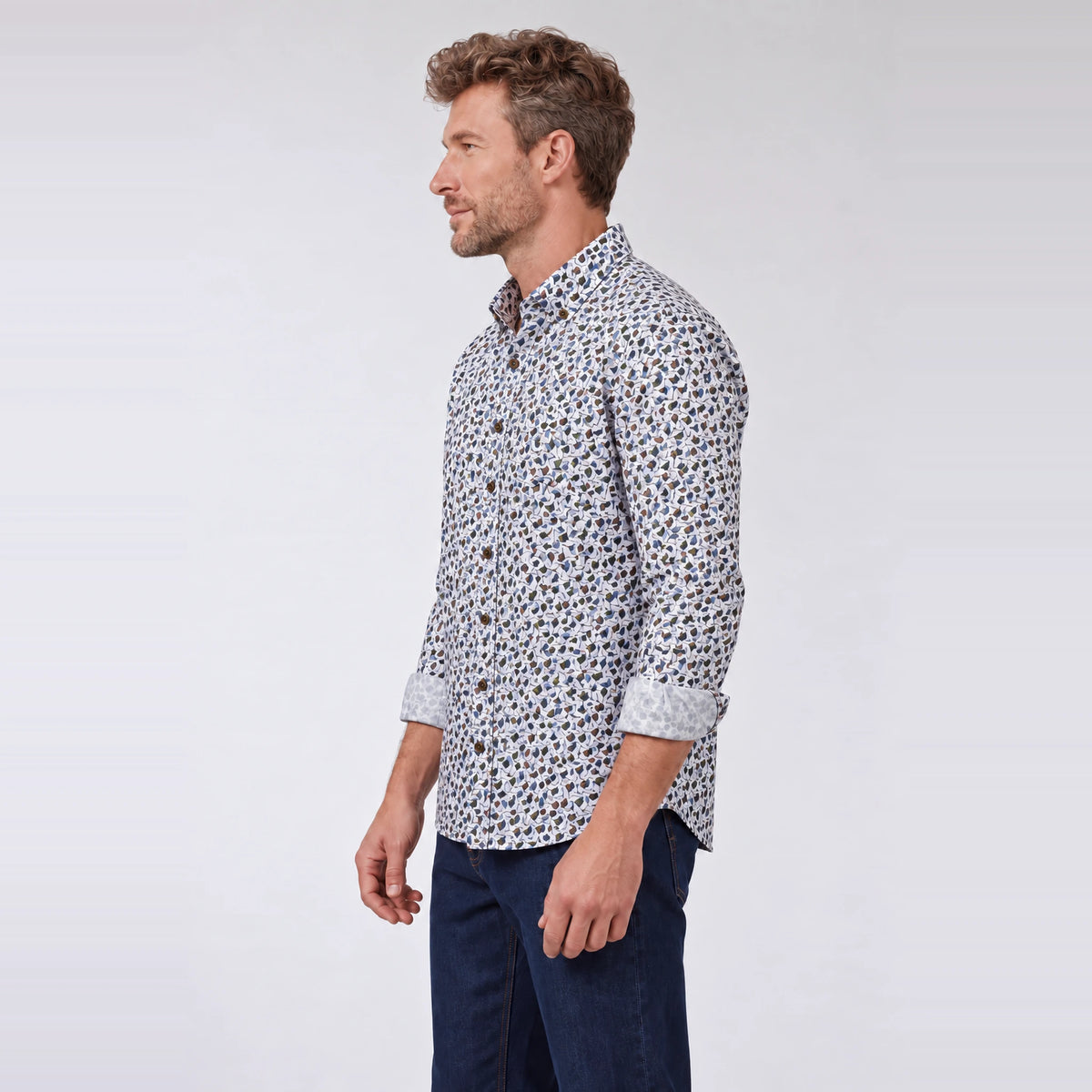 Giordano Dino Floral Print Shirt in Green 627031