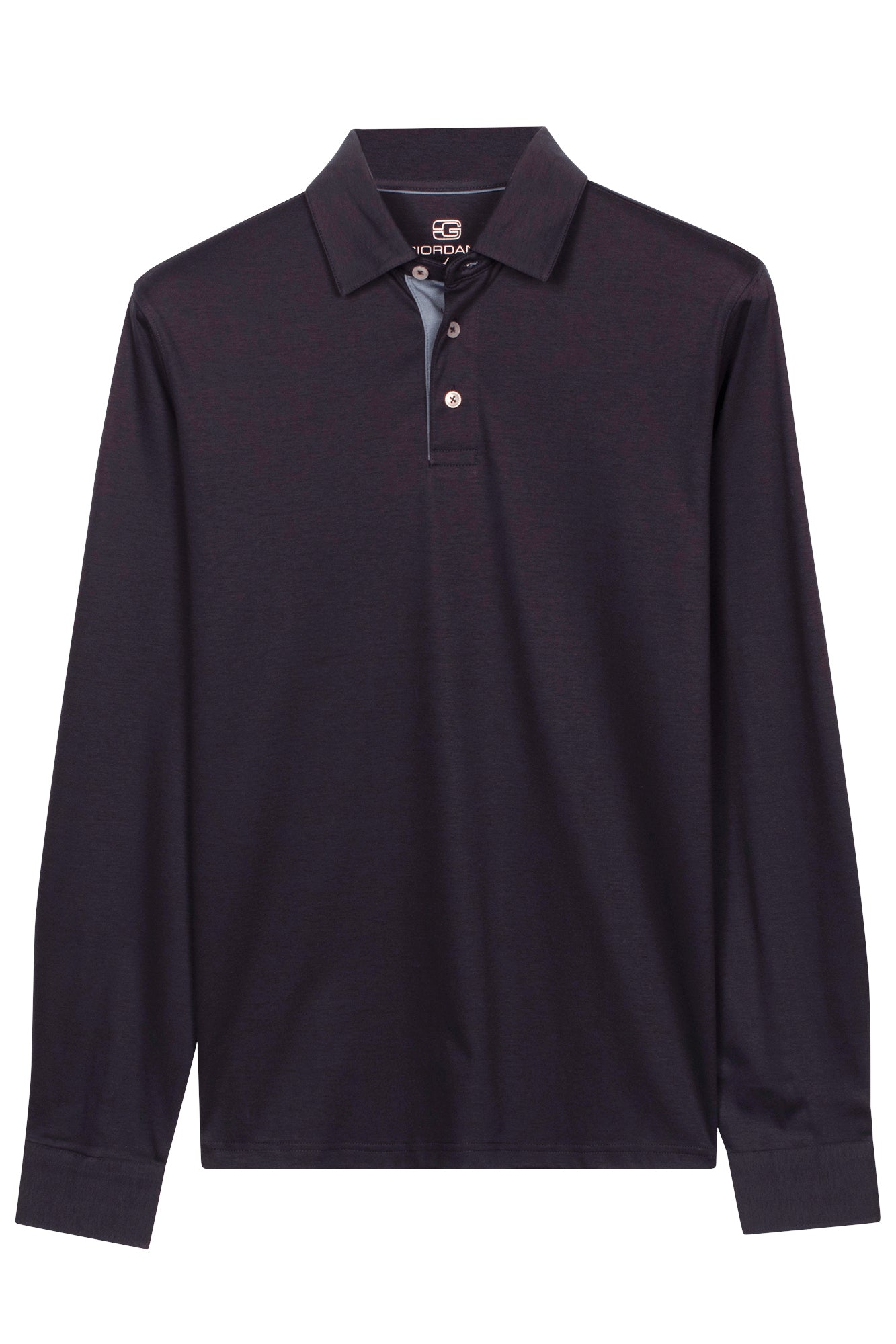 Giordano Luke Liquid Cotton Long Sleeve Polo in Navy