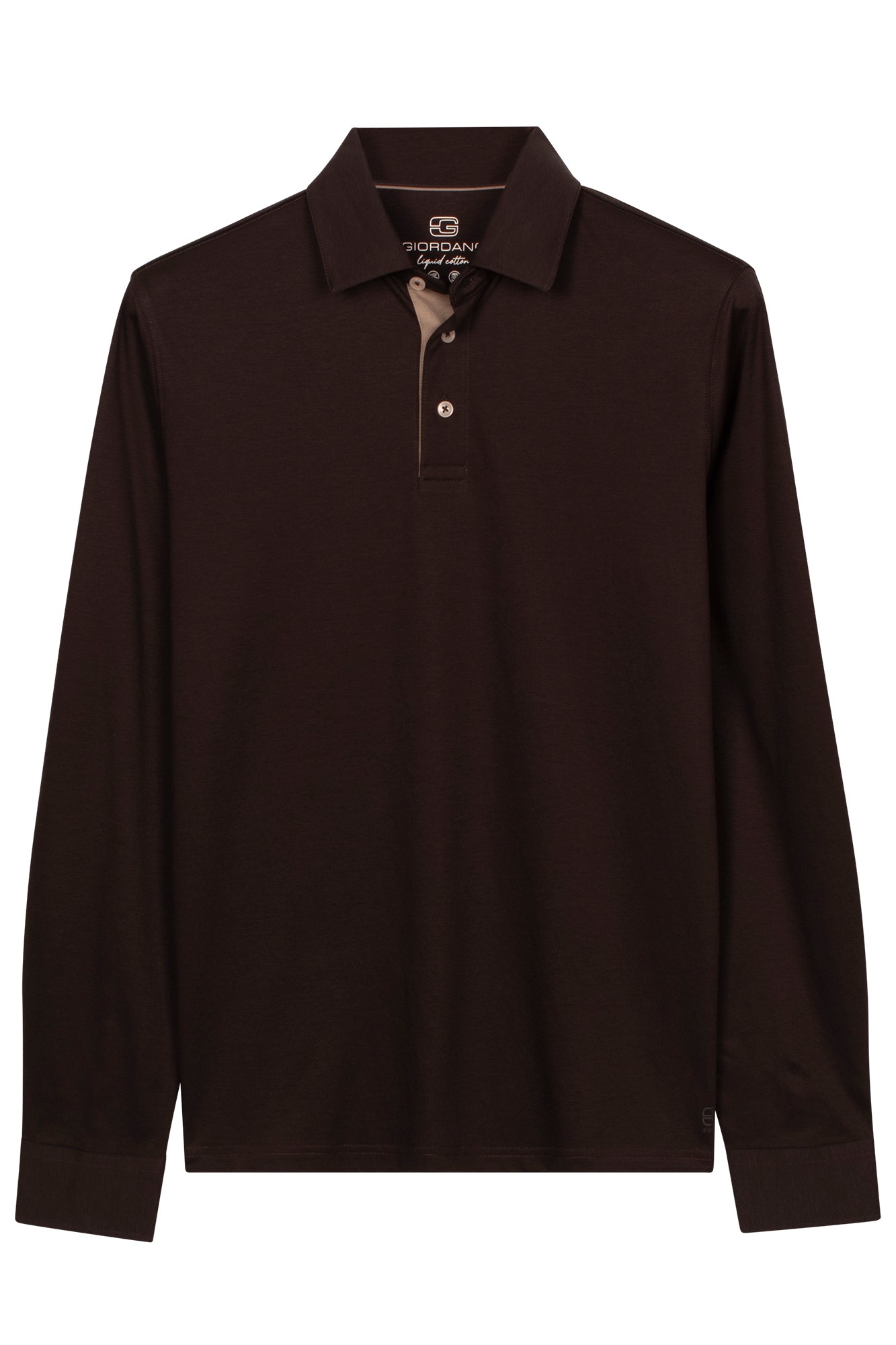 Giordano Luke Liquid Cotton Long Sleeve Polo in Dark Brown