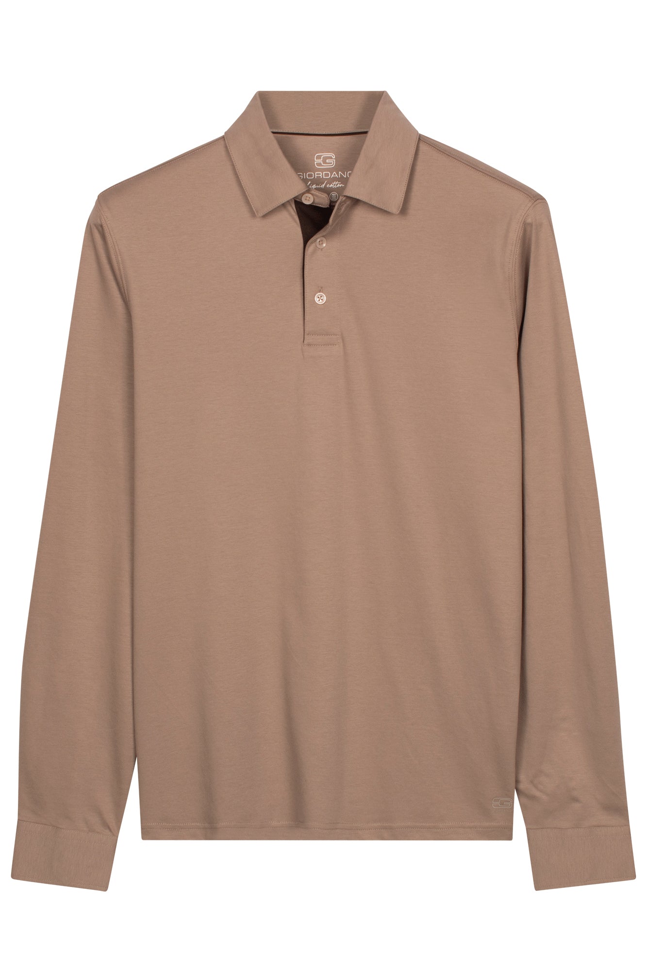 Giordano Luke Liquid Cotton Long Sleeve Polo in Beige