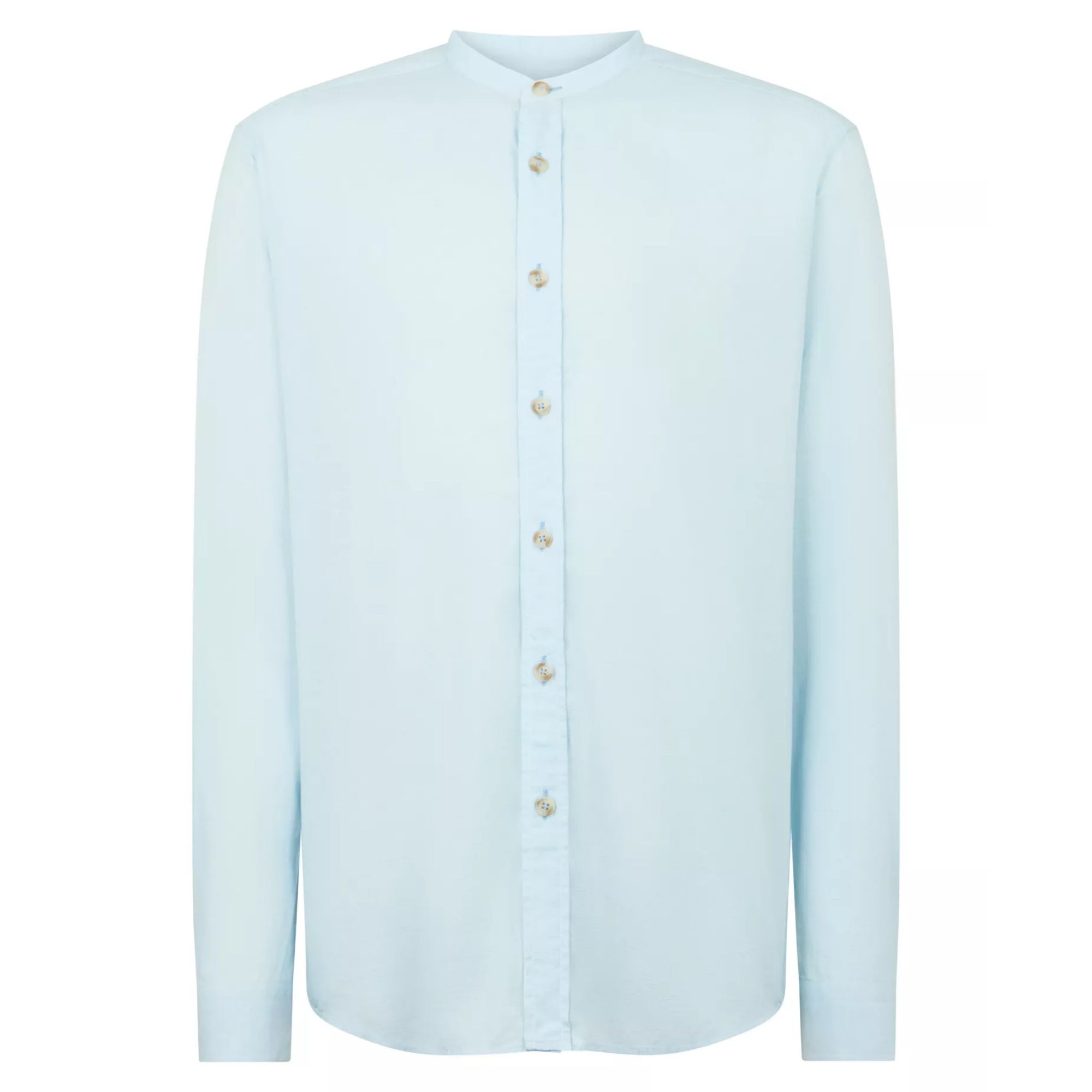 Light blue button-up shirt on a white background