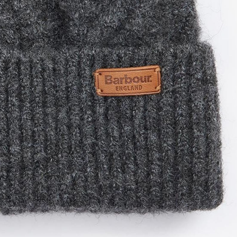 Barbour Elsdon Cable-Knit Beanie Hat in Grey LHA0555GY11