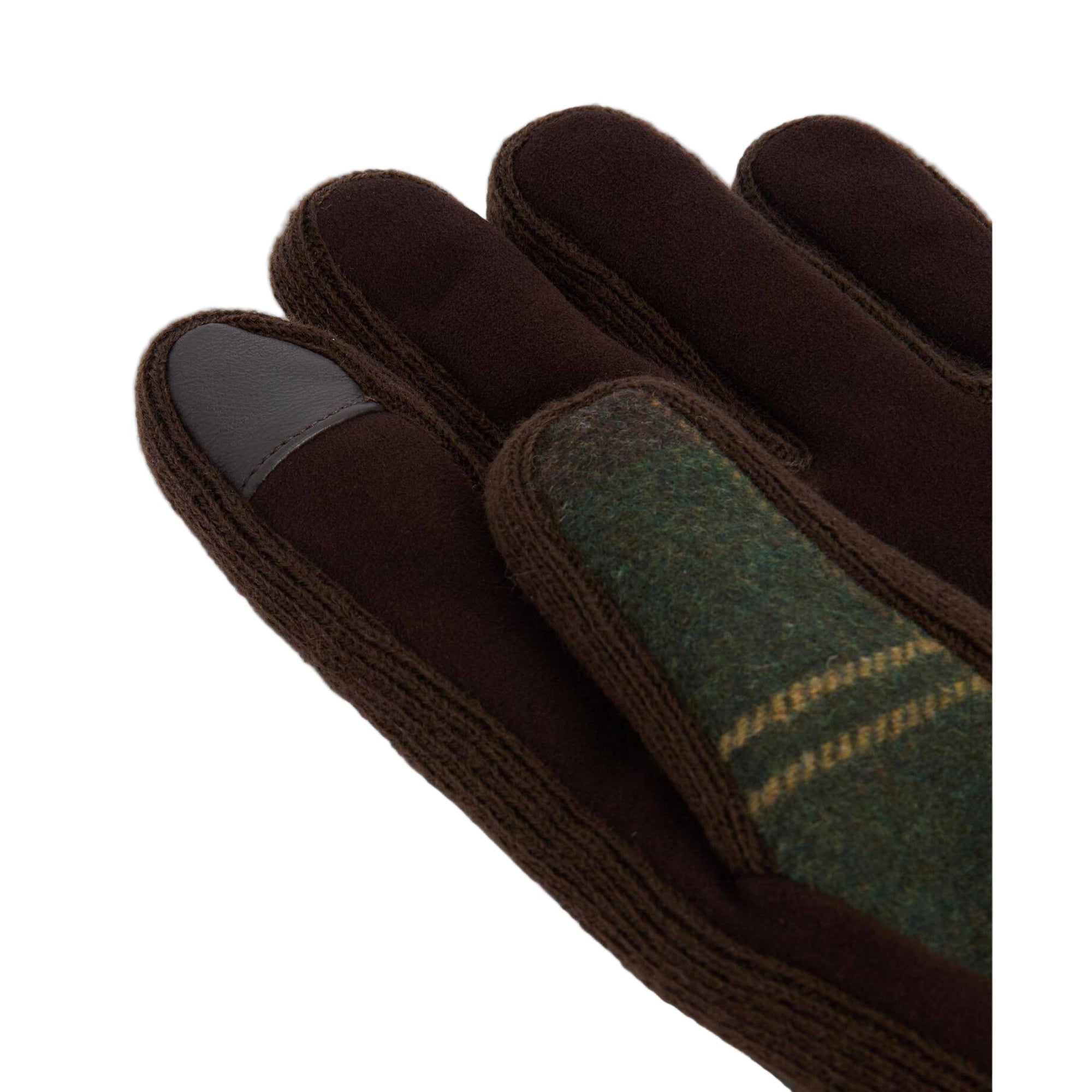 Pair of brown gloves with a textured palm on a white background