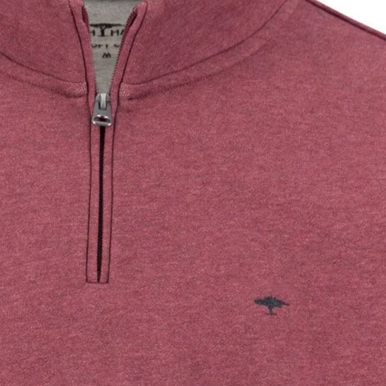 Fynch-Hatton Cotton Half Zip Sweatshirt Deep Merlot