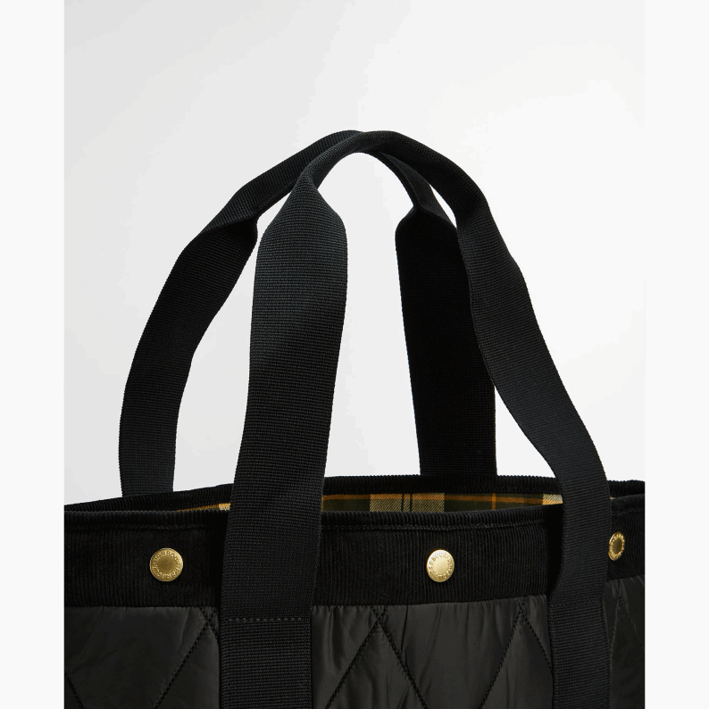 Barbour Healy Quilted Tote Bag in Black/Ancient & Merlot