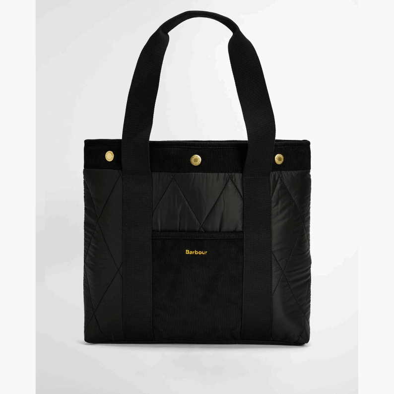 Barbour Healy Quilted Tote Bag in Black/Ancient & Merlot
